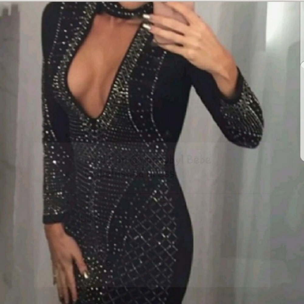 Bebe Choker Dress Embellished